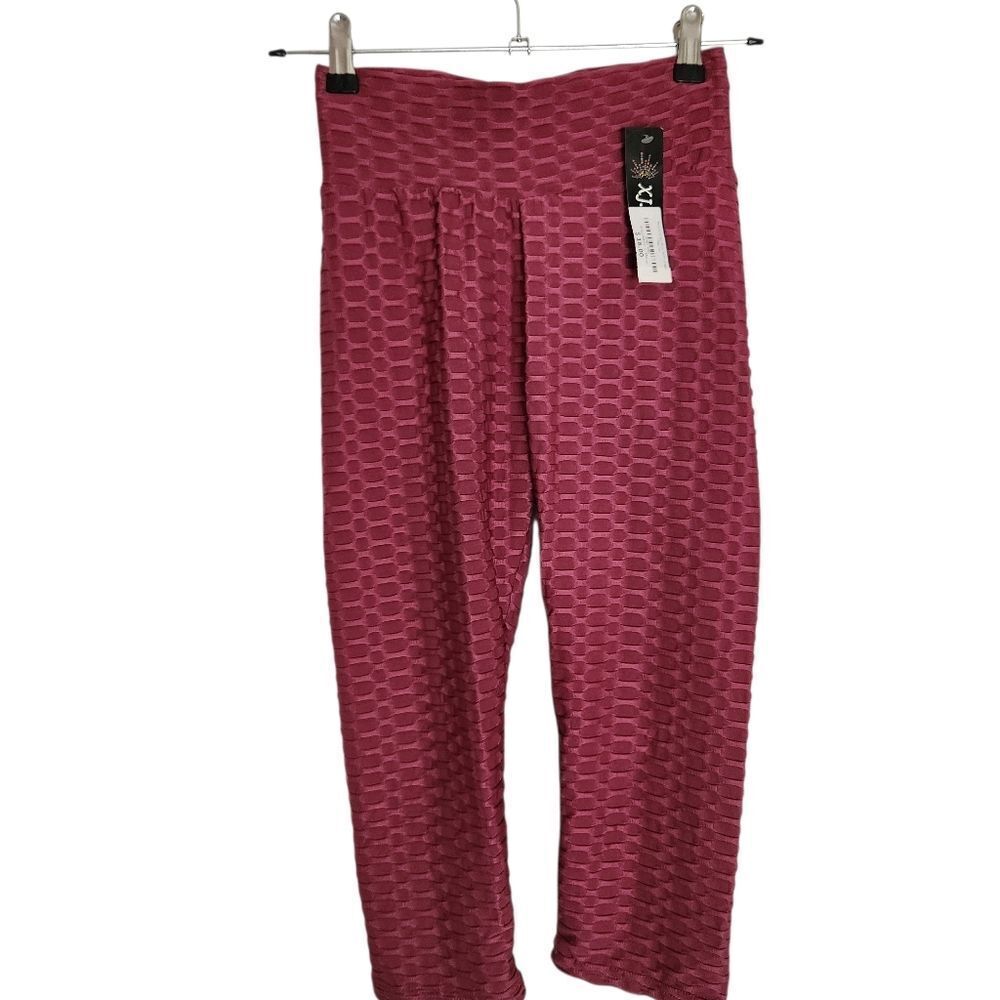 XJ Boost Womens Textured Miracle Shape Capri Leggings Mauve Small/Medium